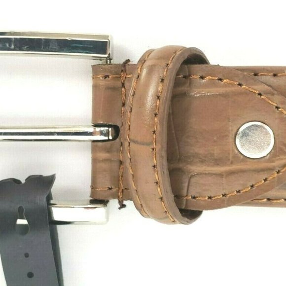 Men's Leather 1.25" Non Reversible Belt Brown Croc - Picture 7 of 13